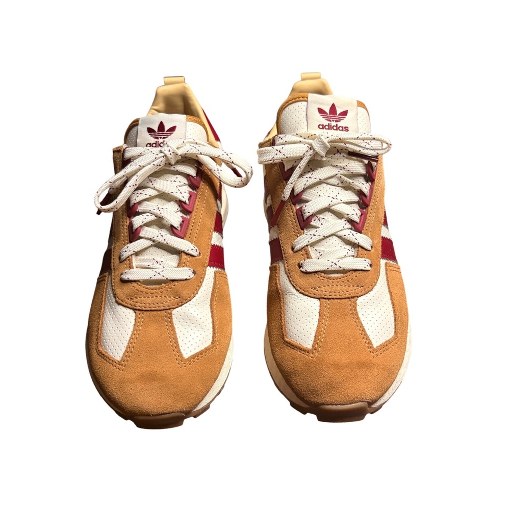 Adidas Retropy F2 Mens Sneakers Tan Burgundy GW1934 Size 8 Retro Low Top Shoes